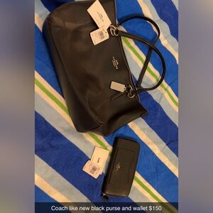 Coach like new black leather purse and wallet